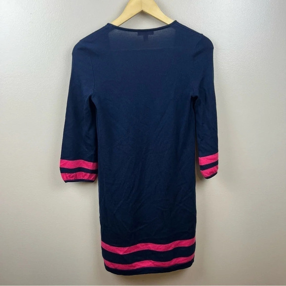 Lilly Pulitzer Connie Sweater Dress Size XS Blue Pink Stripes Preppy Merino Wool - Picture 2 of 9